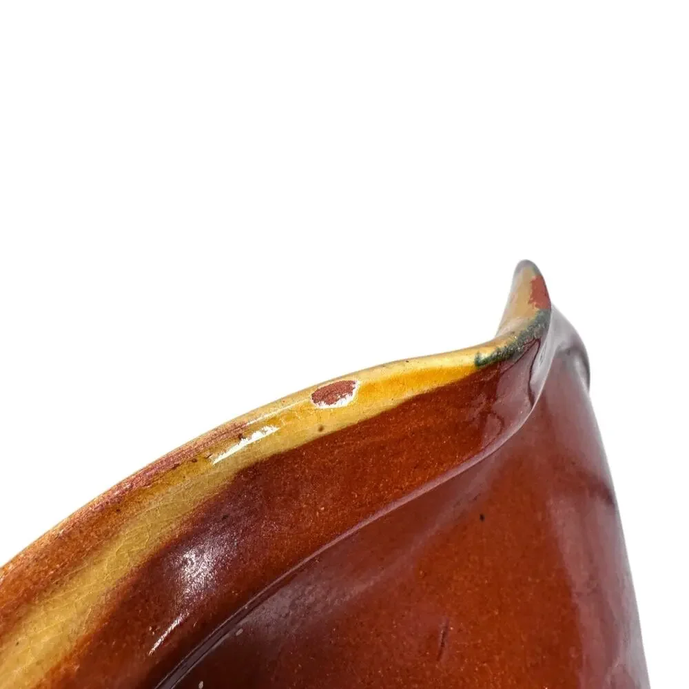 Vintage Vallauris‎ Redware Abstract Ceramic Bowl 10.5